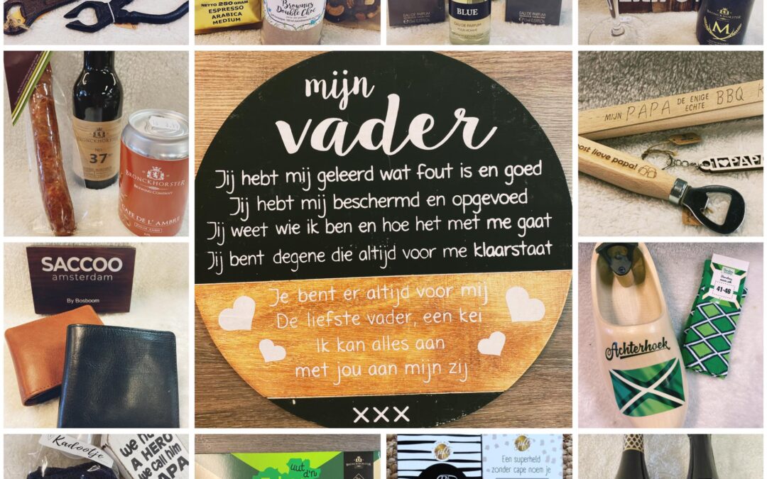 Collage van vaderdagcadeautjes bij Van Sinckel